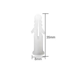 100 Pcs Wall Plugs, M8 x 35mm White Plastic Screw Plugs Fixings for Masonry Brick Concrete
