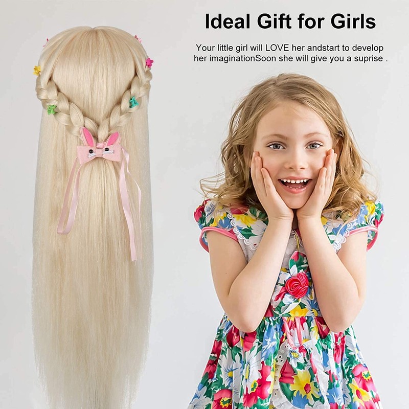 Mannequin Head with 80% Real Hair, TopDirect 24" Blonde Hair