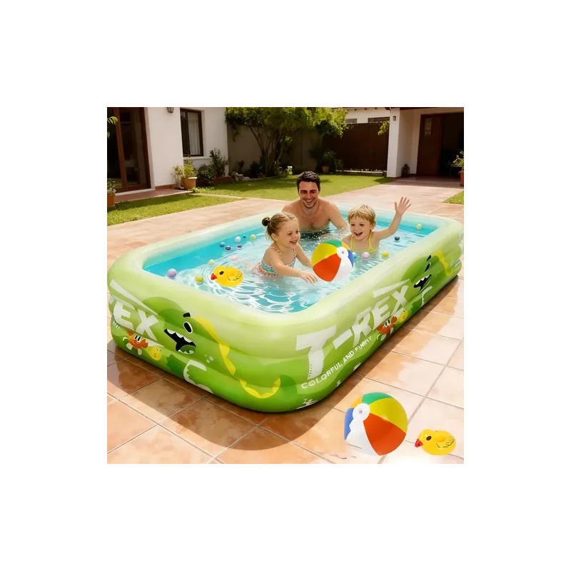 Alberca Inflable Big For Ninos, 210 Cm, Pvc, Dinosaurios
