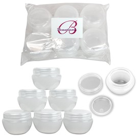 Beauticom 24 Pieces 20G/20ML White Frosted Container Jars with Inner Liner for Lotion, Toners, Lip Balms, Makeup Samples - BPA Free
