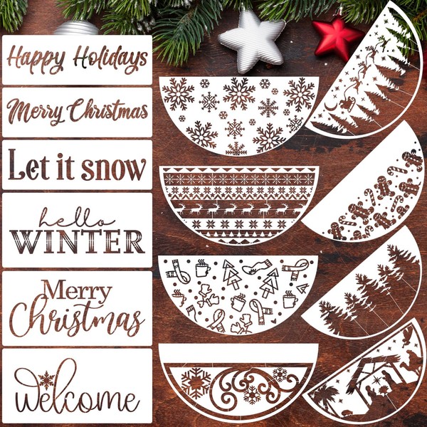 Christmas Stencils 12” Large Christmas Stencils for Crafts Reusable Christmas