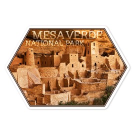 Lantern Press Sticker Mesa Verde National Park, Colorado, Cliff Palace, Photograph Die Cut Vinyl, (Waterproof Decal for Cars, Water Bottles, Laptops, Coolers), Small