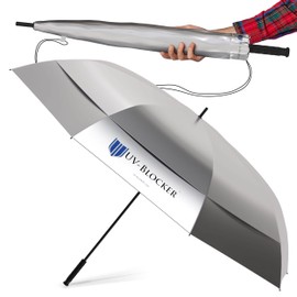 UV-Blocker UV Sun Protection Golf Umbrella - Double Canopy Vented Mesh (62")