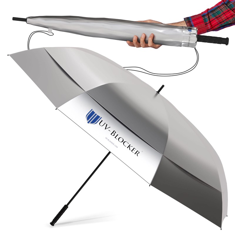 UV-Blocker UV Sun Protection Golf Umbrella - Double Canopy Vented