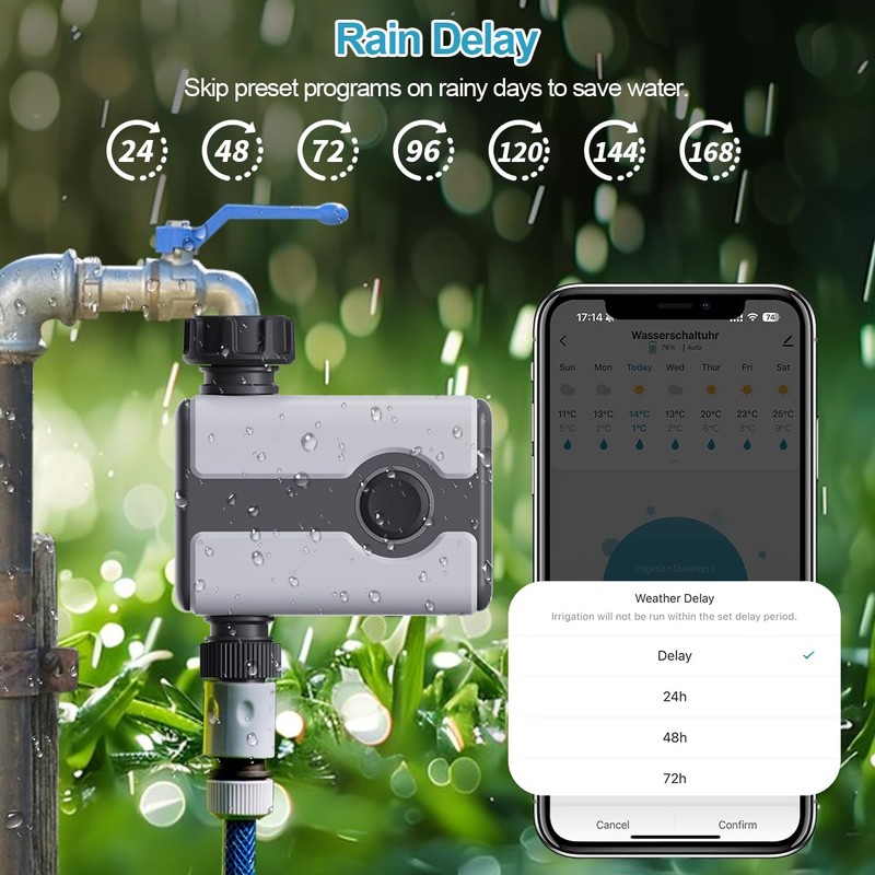 Aqualin WiFi Water Timer Smart Watering Timers for Irrigation with