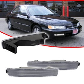 GTINTHEBOX For 1996 1997 Honda Accord Chrome Clear Lens Front Bumper Lights Left Right Turn Signal Parking Lamps Housing Assembly