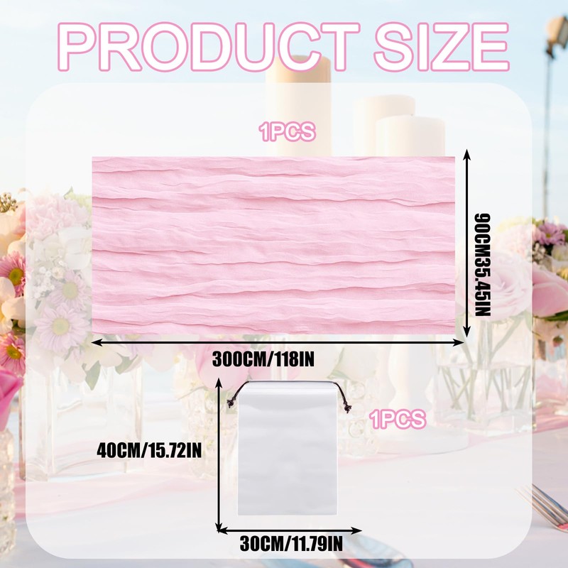 Pink Table Runner, Cheesecloth Table Runner, 90 x 300 cmTable