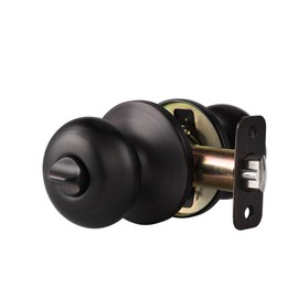 Probrico Entry Door Knobs Keyed Alike 2 Pack, Modern Round Interior/Exterior Door Knobs for Front Door/Bedroom, Classic Oil Rubbed Bronze Door Handles Entrance Locks