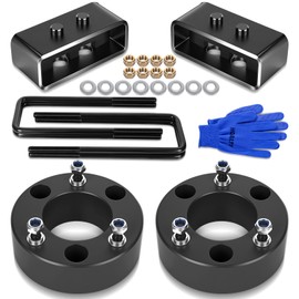 3'' Front and 2'' Rear Leveling Lift Kit for 2004-2024 Ford F150 2WD/4WD Strut Spacers Leveling Kits with Black Spacers U-Bolts and Lift Blocks