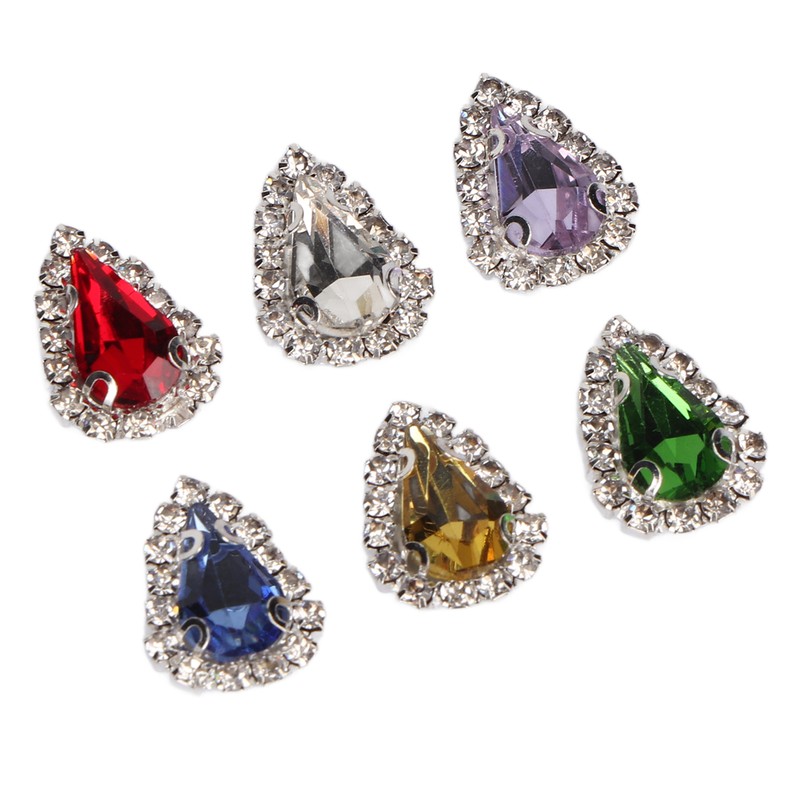 30pcs Sew On Rhinestones 6 Colors DIY Handcraft Glass Rhinestone