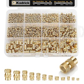 Kadrick 520Pcs M2 M3 M4 M5 Threaded Inserts Assortment Kit for 3D Printing Components, Metric Brass Knurled Nuts, Insert by Heat into Plastic Parts