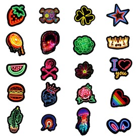 100Pcs Neon Stickers Decal, Waterproof Vinyl Stickers Pack for Bumper, Laptop, Skateboard, Water Bottle, Luggage, Phone, Graffiti Stickers for Adults