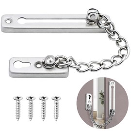 Door Chain Made of Stainless Steel Door Security Chain, Stainless Steel Door Chain Lock, Door Safety Chain Lock with Screws, for Hotel Family Interior Doors, Doors, Windows (Silver)