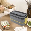 Double Layer Bento Box 316 Stainless Steel Compartment Portable Lunch