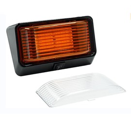 12V LED RV Exterior Porch Utility Light With ON/OFF Switch Cover Replacment Light for RVs, Trailers, Campers,Motorhome,5th Wheels,Clear and Amber Lens Removable (Black)