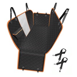 TailGurus Dog Car Back Seat Cover, Waterproof Hammock with Side Flaps, Heavy Duty Scratch-Proof Protector for Cars, Trucks, SUVs, Black/Orange