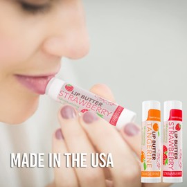 CHAP-LIP Lip Butter Lip Balm with Fruit Flavors, Cocoa Butter, Coconut Oil | Moisturizing Vitamin E & Total Hydration Treatment & Soothing Lip Therapy (2 Count - Strawberry & Tangerine)