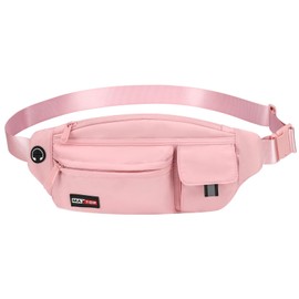 Large Pink Fanny Packs Crossbody Bag for Women with Headphone Jack Adjustable Waist Pack Bag for Yoga Gym Outdoors Workout Traveling Casual Running Hiking Festival