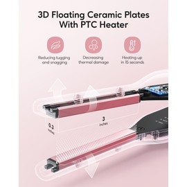 Wavytalk 3/10" Small Flat Iron, Pencil Flat Iron for Short Hair, Pixie Cut and Bangs, Curling Iron for Short Hair, Mini Hair Straightener for Edges with Anti-Pinch Design, Tiny Hair Straightener