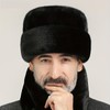 GUOJOZO Trapper Hat Winter Russian Ushanka Hat Men Faux Mink