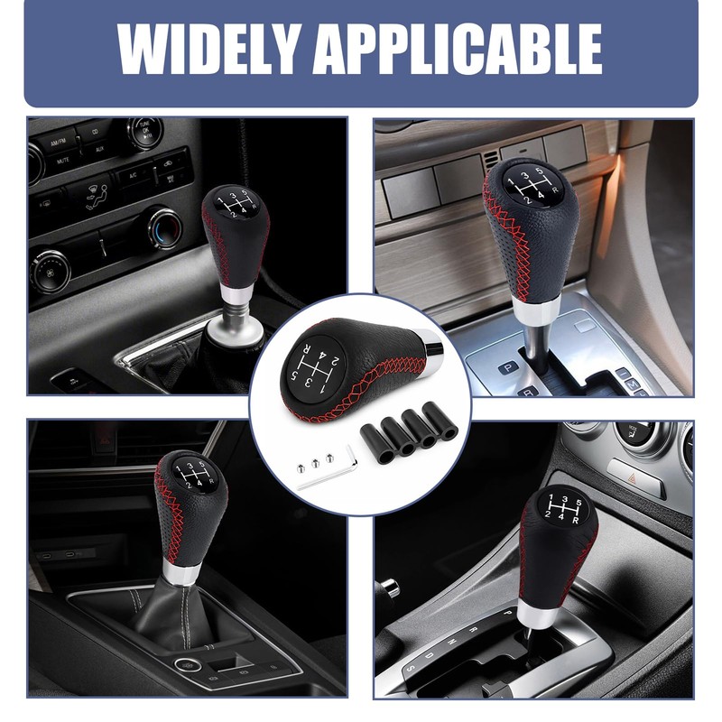 ZynoMUCH Car Gear Shift Knob 5 Speed, Universal Leather Gear