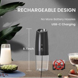 Unbranded 2 Pack Rechargeable Salt And Pepper Grinder Set with LED Light, Electric Gravity