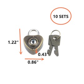 Tsnamay 10 Pcs Mini Diary Metal Lock,Mini Padlock with Key for Suitcase Lock Schoolbag Backpack Padlock Luggage Lock Padlock,Heart-Shaped