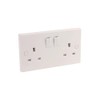13A Double White Switched Socket Electrical Outlet with Fixing Screws