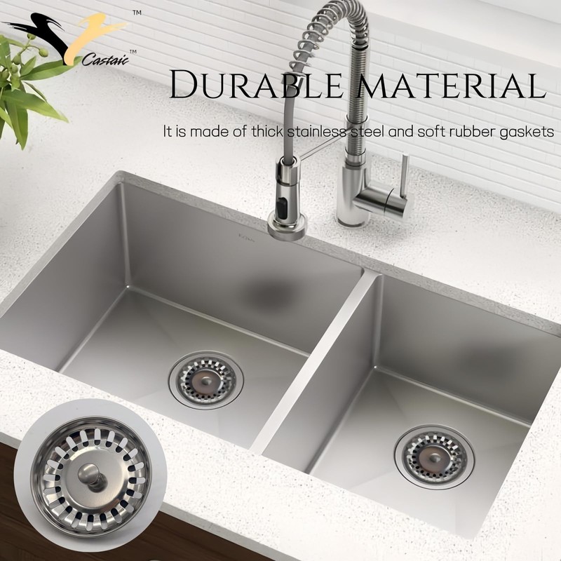 Castaic 2 Pcs Kitchen Sink Strainer Plug,Stainless Steel Kitchen Sink