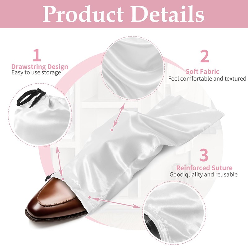 Ersmak 6 Pack Shoe Bags for Travel - Satin Shoe