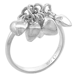Sterling Silver Heart Cluster Charm Toe Ring for Women 2 mm Wide Size 3.5