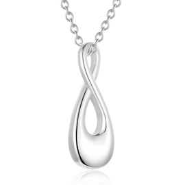Infinity Memorial Urn Necklace for ashes Stainless Steel Infinite Love Cremation Jewelry Keepsake Urn Pendant Necklace for Loved One Ashes for Women Men, Stainless Steel, No Gemstone,