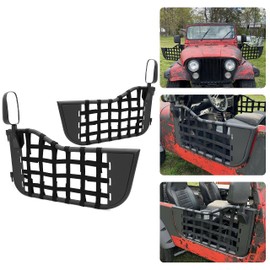 KUAFU 2-Door Tubular Doors Compatible with 1976-1995 Jeep Wrangler CJ7/YJ w/Side Mirror Powder Coated Black Pair