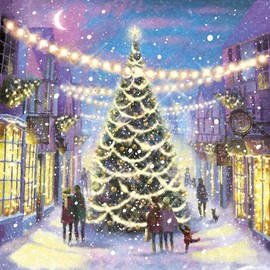 Museums & Galleries Charity Christmas Cards - The Christmas Tree Street Scene - Eco-Friendly and Recyclable - Pack of 5 Cards