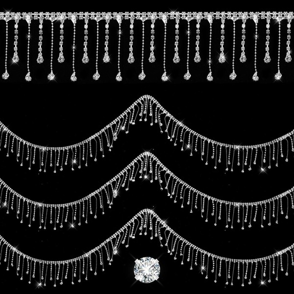 1 Yard Rhinestone Trim Fringe, Irregular Diamond Crystal Tassel Chain