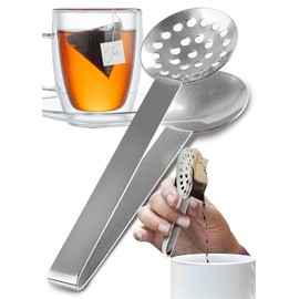 ORBLUE Tea Bag Squeezer Tongs | Stainless Steel Solid and Strainer Parts | Easy & Effective Tea Tool Extraction + No More Burned Fingers on Hot Tea Bag