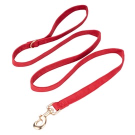 YUDOTE Soft Corduroy Dog Lead Medium 2x150cm,Red
