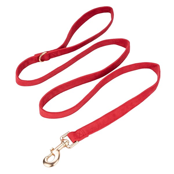 YUDOTE Soft Corduroy Dog Lead Medium 2x150cm,Red