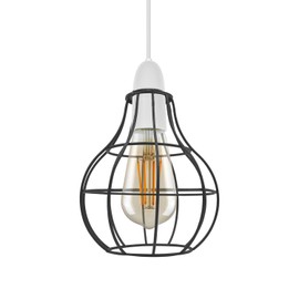 Vintage Metal Lamp Shade Retro Geometric Industrial Wire Cage Lampshade Light Guard Cage (Black)