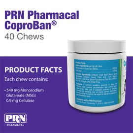 PRN Pharmacal CoproBan Anti-Coprophagia Soft Chews, Roast Beef Flavor - Coprophagia Stool Eating Deterrent Chewable Tablets for Dogs & Cats - Prevent Dog from Eating Poop - 40-Count