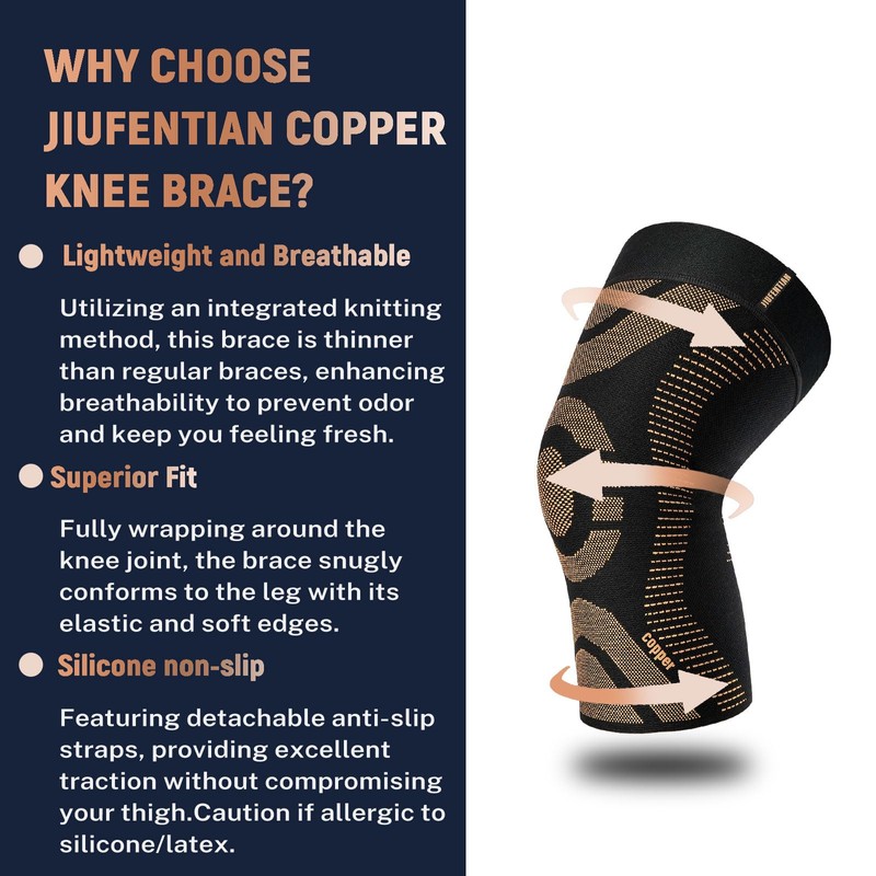 JIUFENTIAN Copper Knee Brace for Women Arthritis Pain Copper Knee