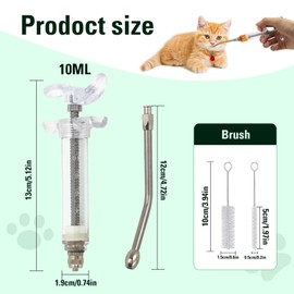 10ml Plastic Steel Feeding Syringe Kit With Nozzle, Adjustable Reusable Dispenser, Suitable For Cows, Goats, Sheep, Pigs, Horses, Dogs, Cats, And Small Pets (10ml 2pcs)
