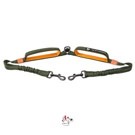 Exquisite Double Leash for Two Dogs - 2 Dog Leash Coupler - Double Dog Leash for Large Dogs - Two Dog Leash No Tangle Splitter - Dual Dog Leash Attachment (Coupler Only, Large, Khaki & Orange)