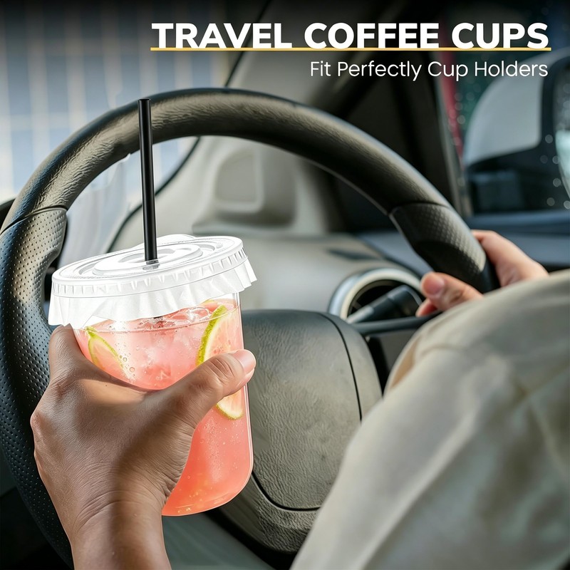 Ziliny 50 Sets Clear Plastic Cups with Lids, Straws, and