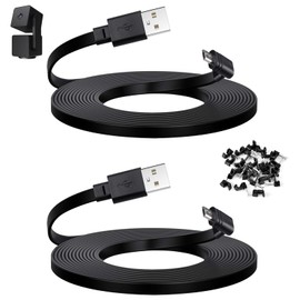 Smays 10 ft Cable for WYZE Cam Pan v3 Camera, Long Micro USB Flat Power Cord, 90 Degree 2-Pack, Black