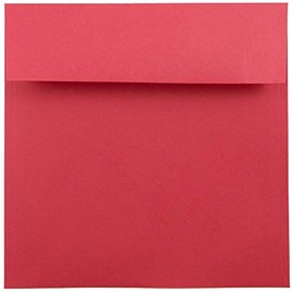 JAM PAPER 7.5 x 7.5 Square Colored Invitation Envelopes - Red Recycled - 25/Pack