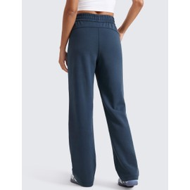CRZ YOGA SoftAura Wide Leg Sweatpants Women 31" Modal High Waisted Lounge Travel Casual Sweat Pants with Pockets Drawstring Ink Blue Large