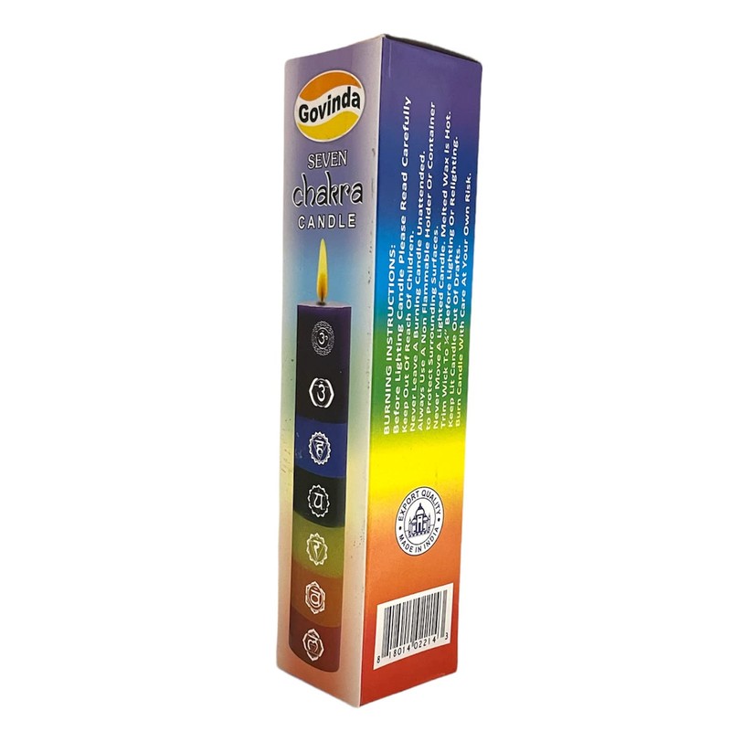 Govinda Premium Seven Chakras Layered Pillar Candle 1.5" Dia x