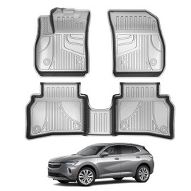 IKABEVEM Carbon Fiber Pattern Floor Mats | Custom Fit for Buick Envision 2021-2025 | Front & 2nd Row, 3-pc Gray | All Weather Waterproof Upgrade Car Mats