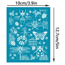 OLYCRAFT 4x5 Inch Clay Stencils Garden Insects Non-Adhesive Silk Screen Printing Stencil Butterfly Reusable Mesh Stencils Bee Transfer Washable Stencil for Polymer Clay Jewelry Earring Making